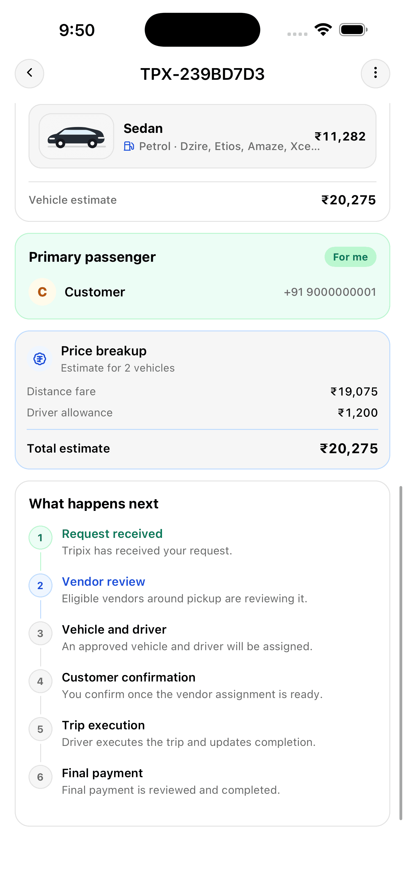Review booking progress